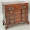 Mahogany Chippendale style block front chest with pull-out slide. ht. 31 1/2 in., top: 18 1/2" x 32 1/2"