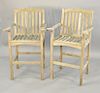 Outdoor Designs pair of teak bar stools. ht. 47 1/2 in., seat ht. 28 1/2 in.