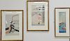 Four Japanese woodblock prints. sight size 14" x 5" to 17" x 11"