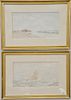 Pair of Frederic Schiller Cozzens (1846-1928), watercolors on paper, both marine scenes, one having sailing vessel off the coast and...