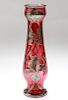 Art Nouveau Cranberry Glass & Silver Overlay Vase