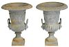 Pair Neoclassical Style Cast Iron Garden Urns