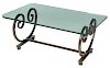 Wrought Iron Glass Top Low Table