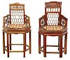 Two Similar Chinese Carved Armchairs