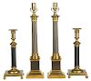 Two Pairs Empire Style Candlesticks, Lamps