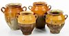Four French Provincial Glazed Earthenware Jars