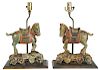 Pair Carved, Polychrome Figural Horse Lamps