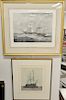 Two framed marine colored lithographs to include "The Last Journey of Victory 1922" after Harold Wyllie (plate size 18" x 15") and "...