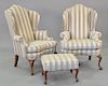 Pair of Pennsylvania House wing chairs with matching ottoman.