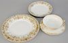 Noritake large dinnerware set with raised gold designs, setting for twenty-two plus serving pieces, 213 total pieces, including comp...