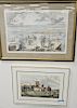 Group of four large prints and engravings to include "The Meet", engraved by C.R. Stock; Harper's Weekly "Liberty Enlightening the W...