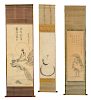Three Japanese Scrolls with Figures, Moon