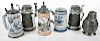 Six Pewter and Ceramic Steins
