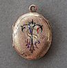 Gold-Plated and Enamel Locket Pendant, 19th C.