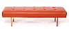 Contemporary Orange Faux-Leather Upholstered Bench