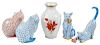 Five Herend Porcelain Objects, Cats, Vase