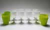 Milk Glass Goblets & Green Glass Tumblers, 15