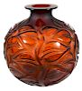 R. Lalique Sophora Amber Glass Vase