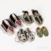 Four Pairs of Beaded Hide Infant's Moccasins