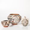 Three Acoma Polychrome Pottery Vessels