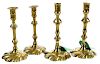 Two Pairs George III Spiral Brass Candlesticks