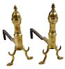 Pair Early Miniature Brass Andirons