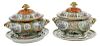 Two Rose Medallion Tureens with Under Plates