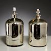 Pair large mercury glass carboy table lamps