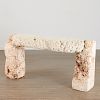 Modern Designer coquina stone console table