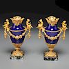 Pair French Empire style bronze mounted urns