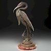 Large Continental patinated bronze Ibis vessel