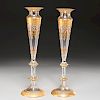 Nice pair Bohemian gilt glass trumpet vases