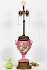 19th C. Pink Porcelain Urn Mounted as a Table Lamp