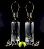 Pair, Baccarat Cylinder Form Crystal Table Lamps