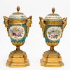 Pair, 20th C. Sevres Style Covered Urns