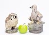 Two Boehm Fledglings, Owl & Eagle Porcelain Birds