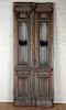 PAIR CARVED WOOD FRENCH DOORS IRON INSERTS C.1890