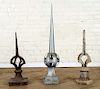 TWO IRON FINIALS AND ONE ZINC FINIAL CIRCA 1890