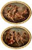 A PAIR OF EARLY 19TH CENTURY OVAL PAINTINGS OF CHERUBIM