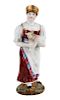 A RUSSIAN PORCELAIN FIGURE OF A YOUNG PEASANT WOMAN WITH A LAMB, PRIVATE PORCELAIN FACTORY, FIRST HALF OF 19TH CENTURY