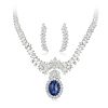 A Star Sapphire and Diamond Necklace and Earrings Set