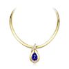 A Large Pear-Shaped Tanzanite and Diamond Pendant Necklace