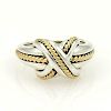 Tiffany & Co Sterling 18k Gold X Crossover Ring Sz 6.25