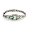 Art Deco 9.50ct Diamond Emerald Plat  Milgrain Bracelet