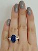 7.17tcw Vintage Blue Sapphire Diamond Engagement Ring