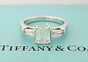 Tiffany & Co Emerald Diamond 3 Stone Engagement Ring