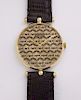 Van Cleef & Arpels 18K Watch Brown Leather & Logo Dial