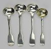 4 English silver pudding spoons