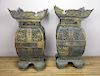 Pair of 19th c. Japanese bronze temple urns