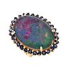 Black Opal, Sapphire and 18K Ring